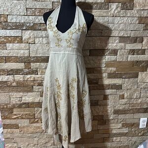 Cleopatra Cream Asymmetrical Halter Sundress